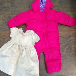 Baby snow suit and formal dress bundle